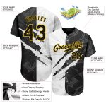 Custom Name and Number Authentic Black-Gold 3D Baseball Jersey with Personalized Graffiti Pattern Personalized Graffiti Pattern