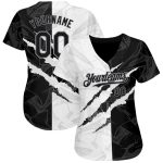 Personalized Black-Gray Graffiti 3D Scratch Baseball Jersey - Authentic Design Personalized Graffiti Pattern Black-Gray 3D