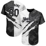 Personalized Black-Gray Graffiti 3D Scratch Baseball Jersey - Authentic Design Personalized Graffiti Pattern Black-Gray 3D