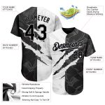 Personalized Black-Gray Graffiti 3D Scratch Baseball Jersey - Authentic Design Personalized Graffiti Pattern Black-Gray 3D