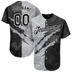 Custom Name and Number Black-Gray 3D Scratch Authentic Baseball Jersey, Personalized Graffiti Pattern Design Personalized