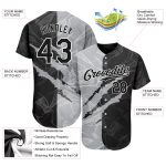 Custom Name and Number Black-Gray 3D Scratch Authentic Baseball Jersey, Personalized Graffiti Pattern Design Personalized
