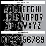 Custom Name and Number Black-Gray 3D Graffiti Pattern Varsity Letterman Bomber Jacket Personalized Graffiti Pattern Black-Gray