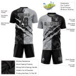 Custom Graffiti Pattern Soccer Jersey Black-Gray with Personalized Name & Number - Scratch Sublimation Team Uniform Personalized