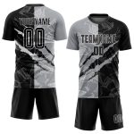 Custom Graffiti Pattern Soccer Jersey Black-Gray with Personalized Name & Number - Scratch Sublimation Team Uniform Personalized