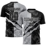 Custom Graffiti Pattern Soccer Jersey Black-Gray with Personalized Name & Number - Scratch Sublimation Team Uniform Personalized