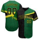 Personalized Black-Green 3D Graffiti Pattern Jamaica Baseball Jersey Custom Name & Number Personalized Graffiti Pattern Black-Green