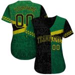 Personalized Black-Green 3D Graffiti Pattern Jamaica Baseball Jersey Custom Name & Number Personalized Graffiti Pattern Black-Green