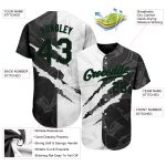 Personalized 3D Scratch Black-Kelly Green Graffiti Baseball Jersey with Custom Name and Number Personalized Graffiti Pattern