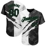 Personalized 3D Scratch Black-Kelly Green Graffiti Baseball Jersey with Custom Name and Number Personalized Graffiti Pattern