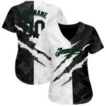 Personalized 3D Scratch Black-Kelly Green Graffiti Baseball Jersey with Custom Name and Number Personalized Graffiti Pattern