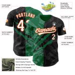 Personalized Black Graffiti Pattern Baseball Jersey with Kelly Green-Orange 3D Scratch Custom Name and Number Personalized