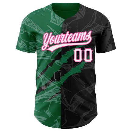 Black Green Pink Personalized Graffiti 3D Scratch Baseball Jersey Custom Name Number Authentic Team Design Personalized Graffiti