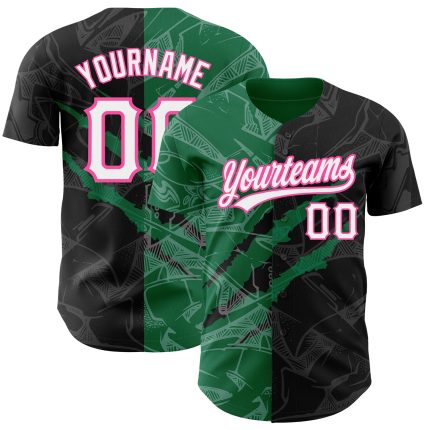 Black Green Pink Personalized Graffiti 3D Scratch Baseball Jersey Custom Name Number Authentic Team Design Personalized Graffiti