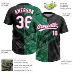 Custom Name Number Black Kelly Green-Pink 3D Graffiti Pattern Softball Jersey Unisex Two-Button Personalized Design Personalized