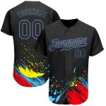 Personalized 3D Black Light Blue Graffiti Pattern Baseball Jersey, Authentic Design Personalized Graffiti Pattern Black-Light