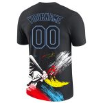 Custom Name & Number 3D Performance T-Shirt - Personalized Black-Light Blue Graffiti Pattern Design Personalized Graffiti