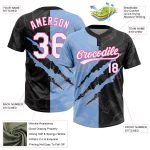 Custom Graffiti Pattern Softball Jersey 3D Unisex Black Light Blue-Pink with Name and Number - Personalized Team Apparel