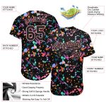 Custom Name and Number Personalized Graffiti Baseball Jersey - Black Medium Pink 3D Splatter Design Personalized Graffiti