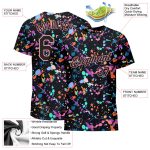 Custom Personalized Graffiti 3D T-Shirt with Team Name and Number, Black-Medium Pink Expressive Splatter Design Personalized
