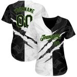 Custom Name and Number Personalized Black Neon Green Graffiti 3D Scratch Baseball Jersey Personalized Graffiti Pattern Black-Neon