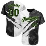 Custom Name and Number Personalized Black Neon Green Graffiti 3D Scratch Baseball Jersey Personalized Graffiti Pattern Black-Neon