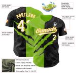 Custom Black Neon Green 3D Scratch Baseball Jersey with Graffiti Pattern, Personalized Team Name and Number Personalized