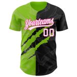 Custom Name and Number 3D Baseball Jersey, Personalized Neon Green-Pink Graffiti Pattern, Authentic Team Apparel Personalized