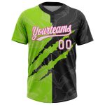 Custom Name & Number Graffiti Pattern Black Neon Green-Pink Unisex 3D Softball Jersey - Personalized Team Apparel Personalized