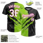 Custom Name & Number Graffiti Pattern Black Neon Green-Pink Unisex 3D Softball Jersey - Personalized Team Apparel Personalized