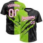 Custom Name & Number Graffiti Pattern Black Neon Green-Pink Unisex 3D Softball Jersey - Personalized Team Apparel Personalized
