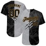 Personalized Black and Old Gold Graffiti Pattern 3D Baseball Jersey Personalized Graffiti Pattern Black-Old Gold 3D Authentic