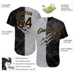 Personalized Black and Old Gold Graffiti Pattern 3D Baseball Jersey Personalized Graffiti Pattern Black-Old Gold 3D Authentic