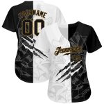 Custom Name Number Baseball Jersey Personalized Black Gold Graffiti Pattern 3D Design Authentic Team Apparel Personalized