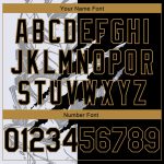 Customizable 3D Scratch Basketball Jersey with Graffiti Pattern - Black and Old Gold, Authentic Team Name and Number Personalized