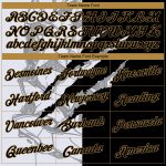 Customizable 3D Scratch Basketball Jersey with Graffiti Pattern - Black and Old Gold, Authentic Team Name and Number Personalized