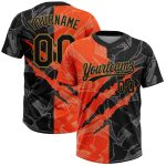 Personalized Black-Old Gold 3D Graffiti Softball Jersey - Unisex Two-Button Design Personalized Graffiti Pattern Black-Old