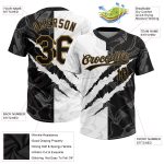 Custom Name and Number Softball Jersey Unisex 3D Graffiti Pattern Black Old Gold Two-Button Personalized Graffiti Pattern