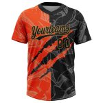 Personalized Black-Old Gold 3D Graffiti Softball Jersey - Unisex Two-Button Design Personalized Graffiti Pattern Black-Old
