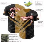 Custom Name and Number Black Old Gold-Red 3D Scratch Graffiti Pattern Baseball Jersey - Personalized Team Gear Personalized