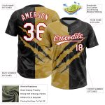 Custom Name Number Personalized Graffiti Pattern Black Gold-Red Unisex Softball Jersey 3D Two-Button Team Apparel Personalized