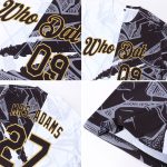 Custom Graffiti Pattern Performance T-Shirt with Name & Number - Black & Old Gold 3D Team Shirt Personalized Graffiti Pattern