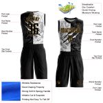 Custom Name and Number Basketball Jersey, Personalized Graffiti Pattern, Black & Old Gold Round Neck Suit Personalized Graffiti