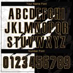 Custom Graffiti Pattern Soccer Jersey with Black and Old Gold Design - Personalized Team Uniform with Name and Number Personalized