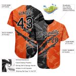 Personalized Black-Orange Graffiti Pattern 3D Scratch Baseball Jersey with Custom Name and Number Personalized Graffiti Pattern