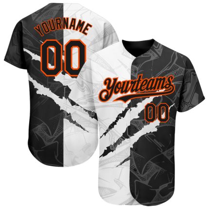 Personalized 3D Scratch Black-Orange Graffiti Baseball Jersey Authentic Personalized Graffiti Pattern Black-Orange 3D Scratch