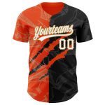 Personalized 3D Scratch Black Orange Old Gold Graffiti Baseball Jersey Custom Name and Number Personalized Graffiti Pattern