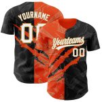 Personalized 3D Scratch Black Orange Old Gold Graffiti Baseball Jersey Custom Name and Number Personalized Graffiti Pattern