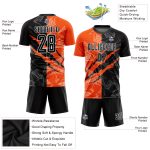 Custom Name and Number Soccer Uniform Jersey with Personalized Black-Orange Graffiti Pattern Design Personalized Graffiti