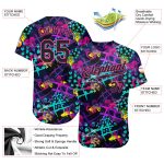 Personalized Black Pink Graffiti Baseball Jersey 3D Hearts Stars Custom Name Number Geometric Design Authentic Team Apparel